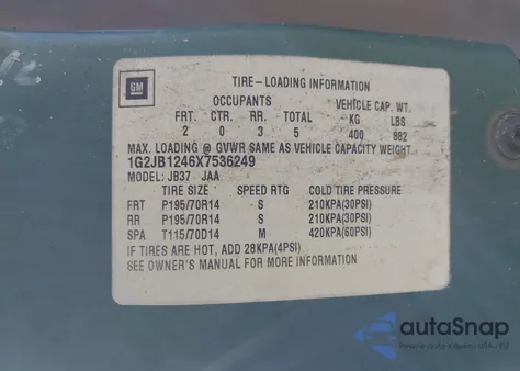 1999 Pontiac Sunfire Se из США, поврежденный, VIN 1G2JB1246X7536249